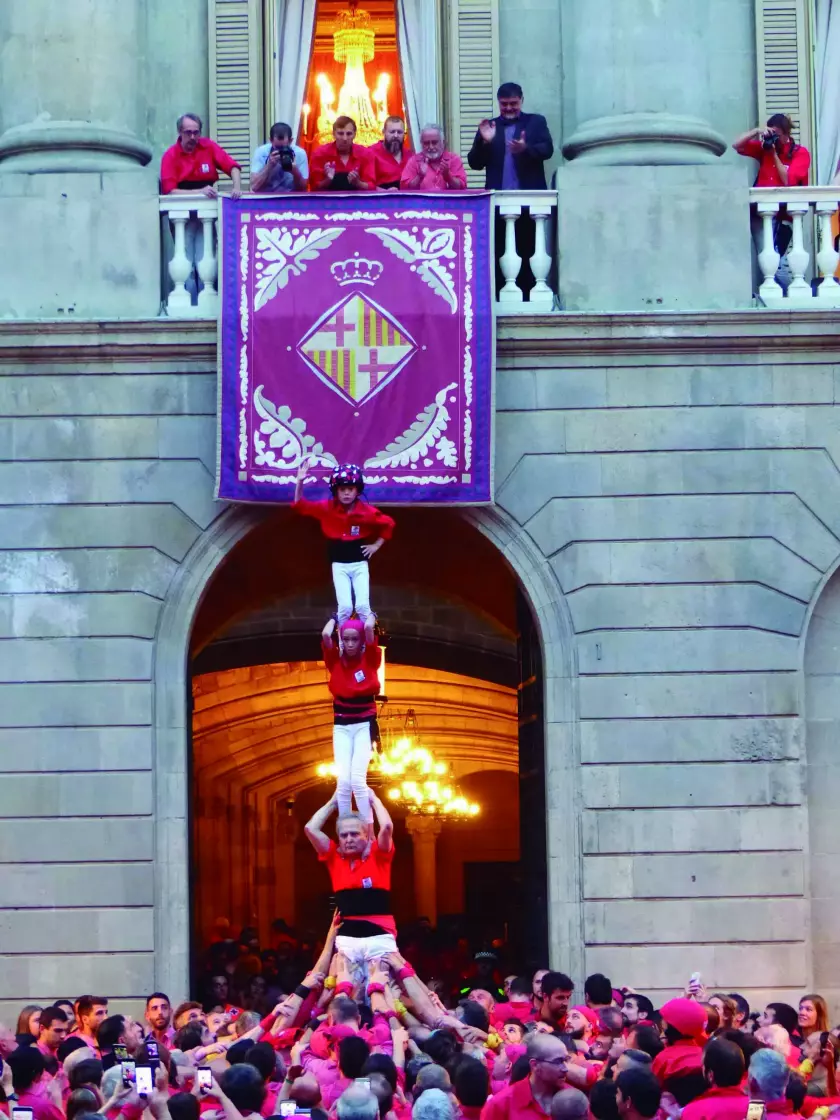 Pilar de 4 històric a la diada del 50è aniversari. El segon, Nico Barquet, és qui va fer també de segon en el pilar del 1969, just 50 anys més tard.